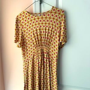Floral Print Dress in Yellow and Red